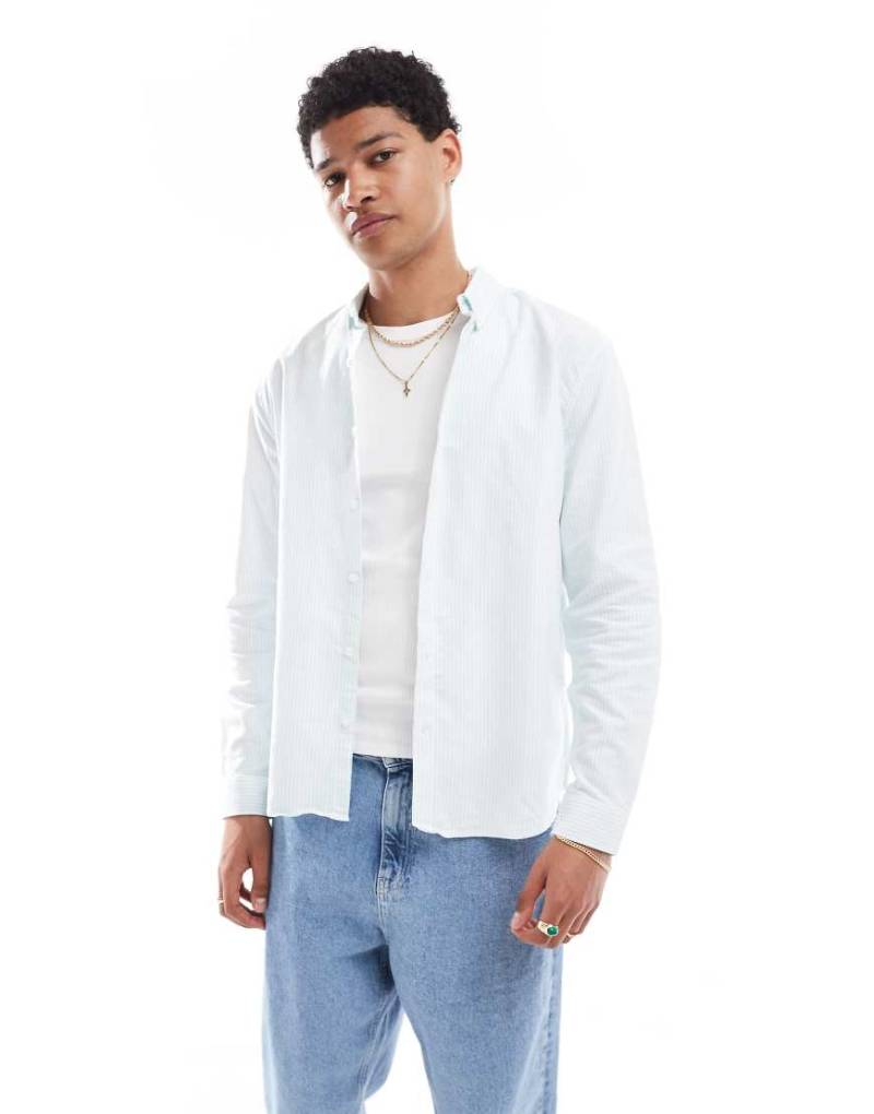 New Look - Langärmliges Hemd in Hellblau gestreift von New Look