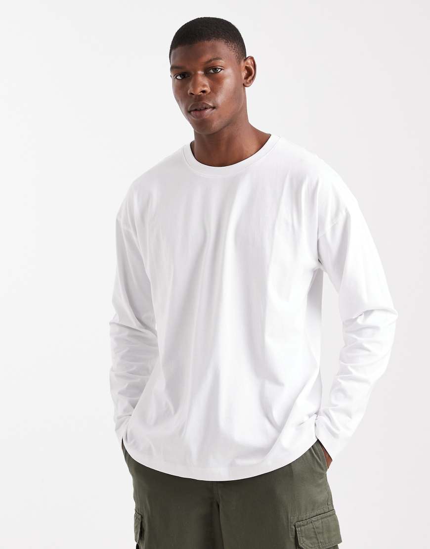 New Look - Langärmliges Oversize-Shirt mit Print in Weiß von New Look