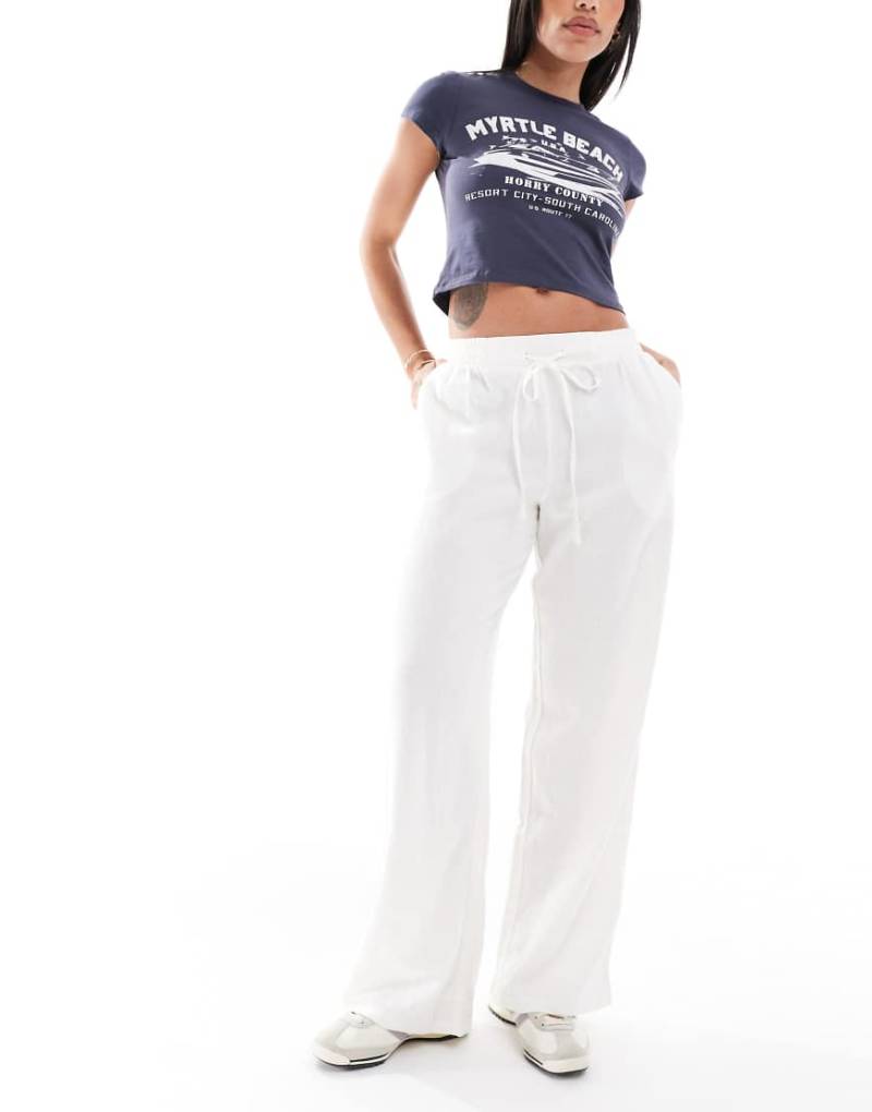 New Look - Leinenhose in Weiß mit weitem Bein von New Look