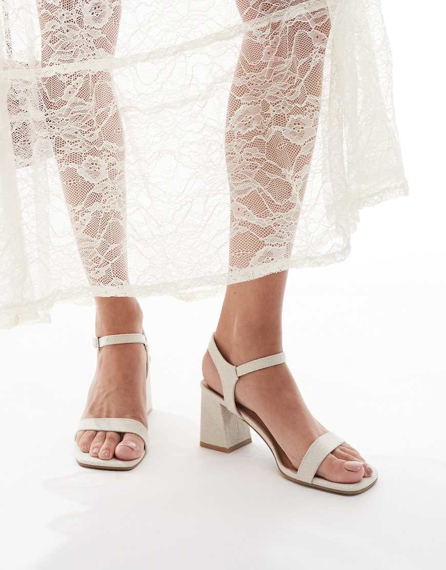 New Look - Leinenmix-Sandalen mit Blockabsatz-Weiß von New Look