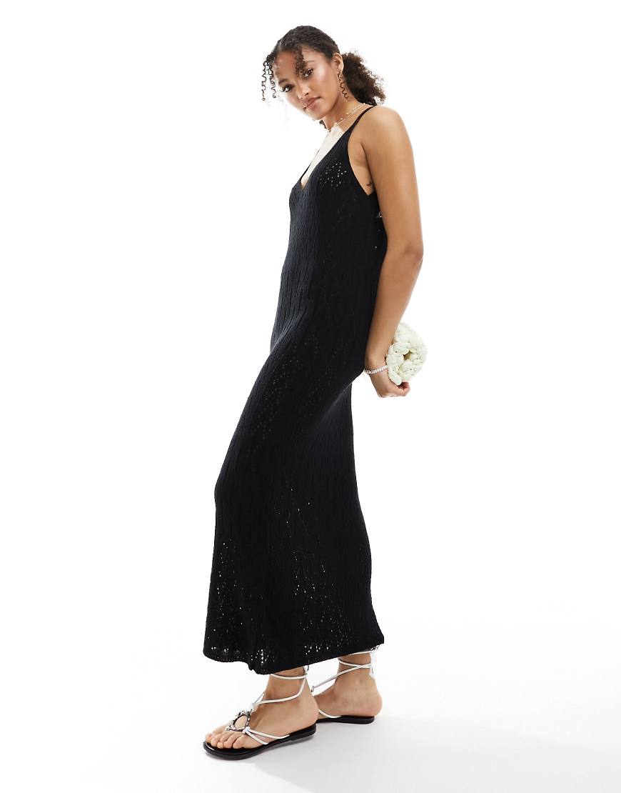 New Look - Maxi-Strandkleid im schwarzen Häkeldesign von New Look