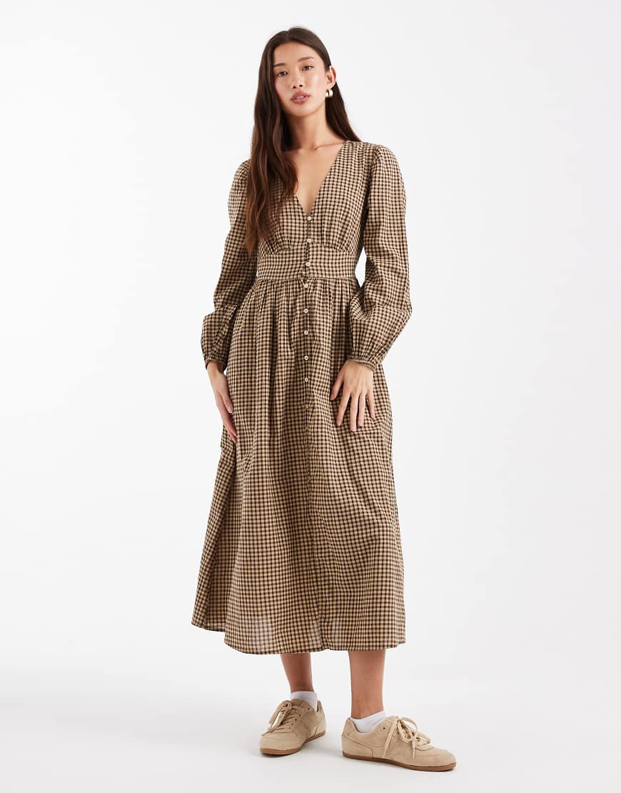 New Look - Midi-Freizeitkleid in kariertem Gelb New Look - Midi-Freizeitkleid in kariertem Gelb von New Look