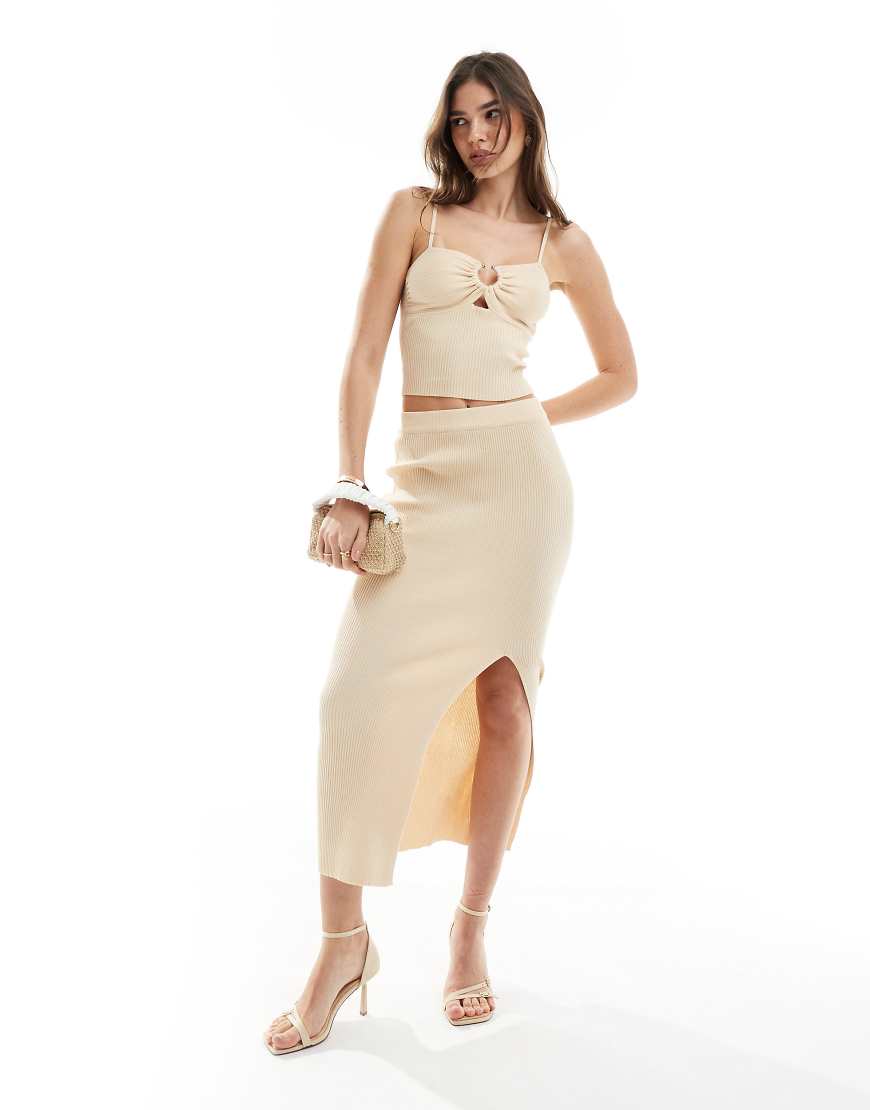 New Look - Midirock aus Strick in Steinbeige-Neutral von New Look