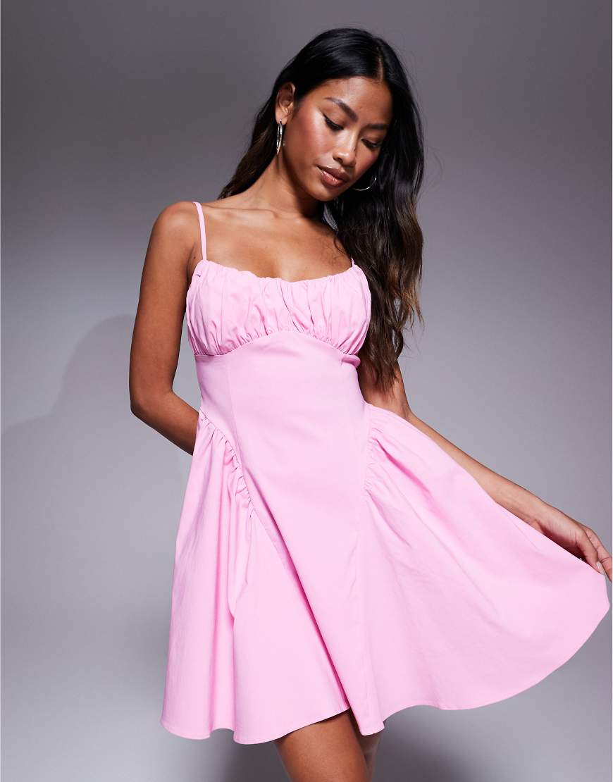 New Look - Minikleid in Rosa mit gerafftem Oberteil von New Look