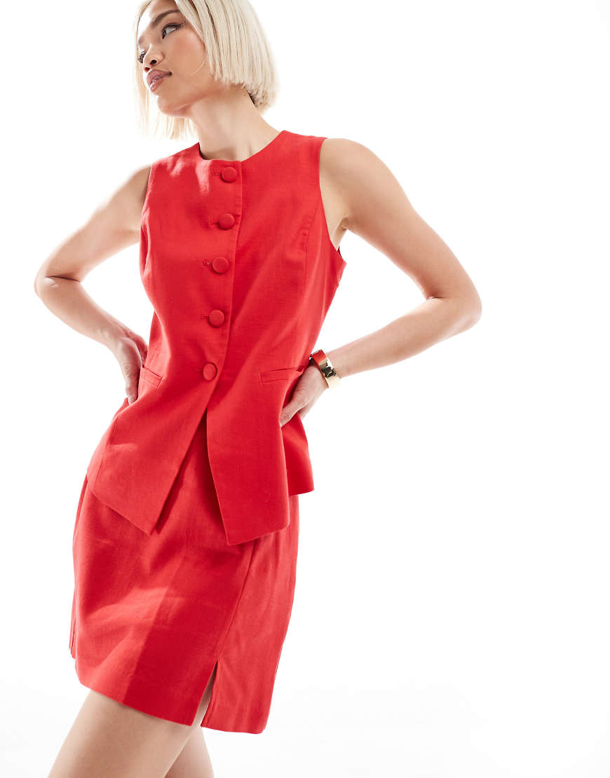 New Look - Minirock aus Leinen in Rot, Kombiteil von New Look