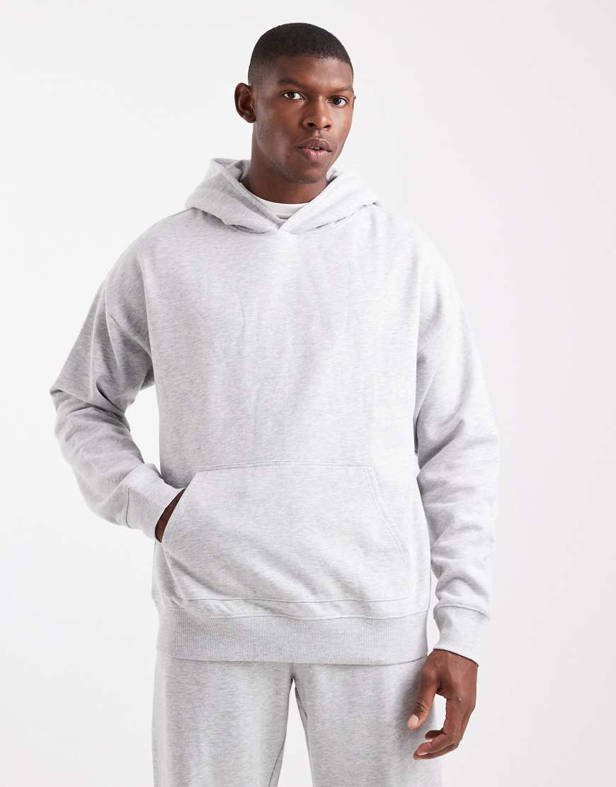 New Look - Oversize-Kapuzenpullover aus 300 g/m² schwerem Material in meliertem Grau von New Look