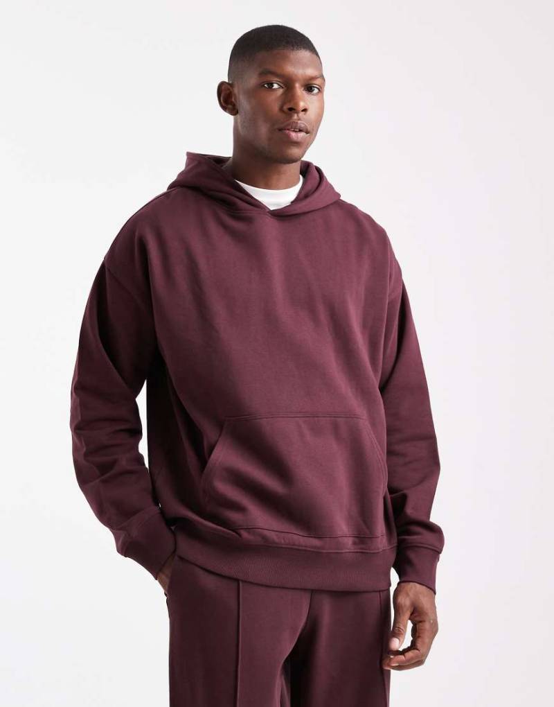 New Look - Oversize-Kapuzenpullover in Burgunderrot von New Look