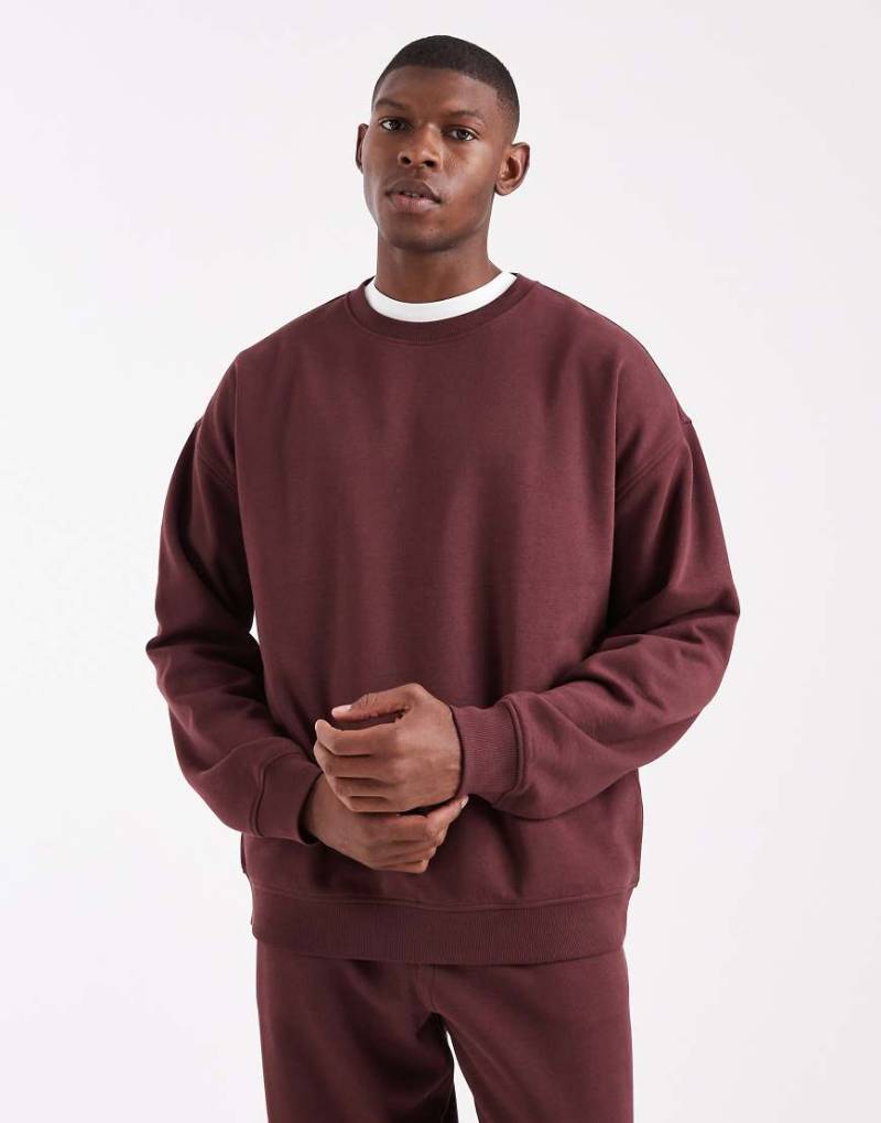New Look - Oversize-Sweatshirt in Dunkelbraun, Kombiteil-Brown von New Look
