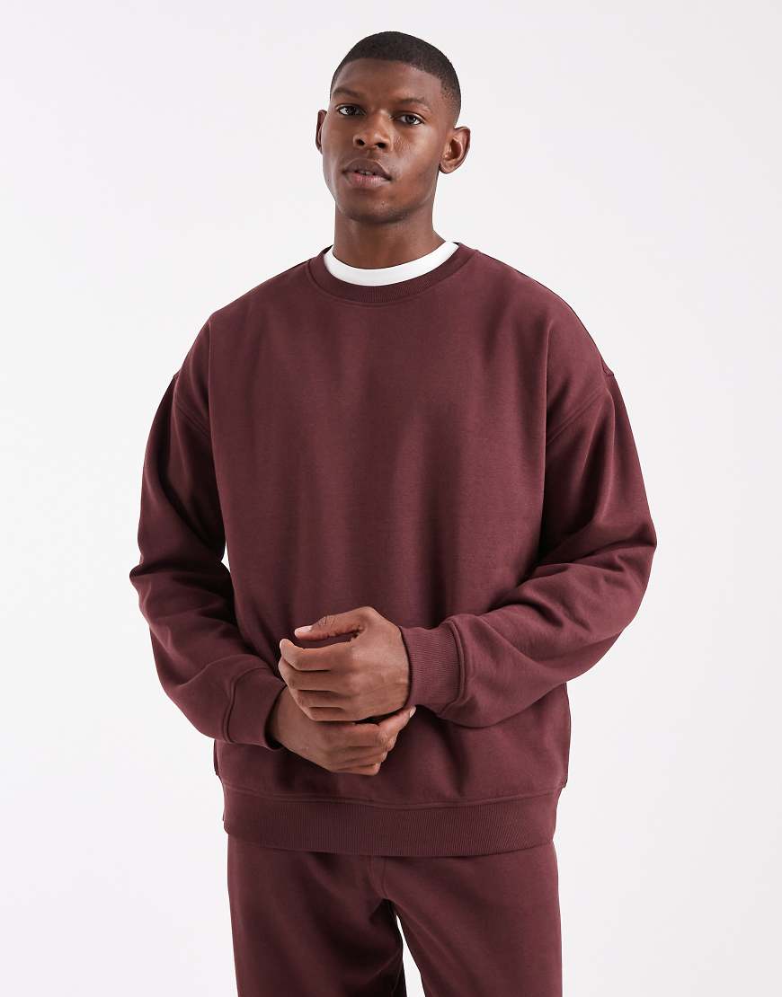 New Look - Oversize-Sweatshirt in Dunkelbraun, Kombiteil-Brown von New Look