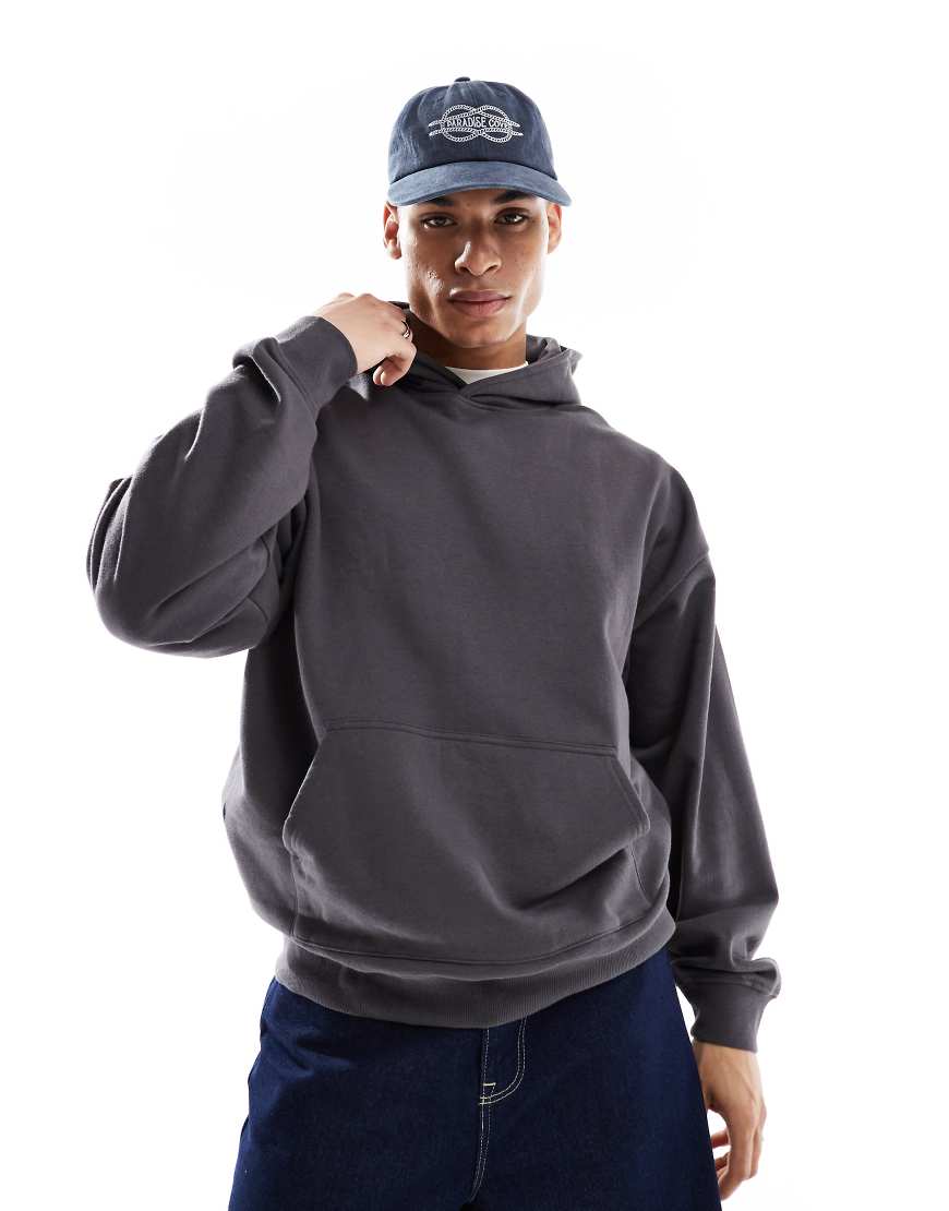 New Look - Oversized-Kapuzenpullover in Dunkelgrau von New Look