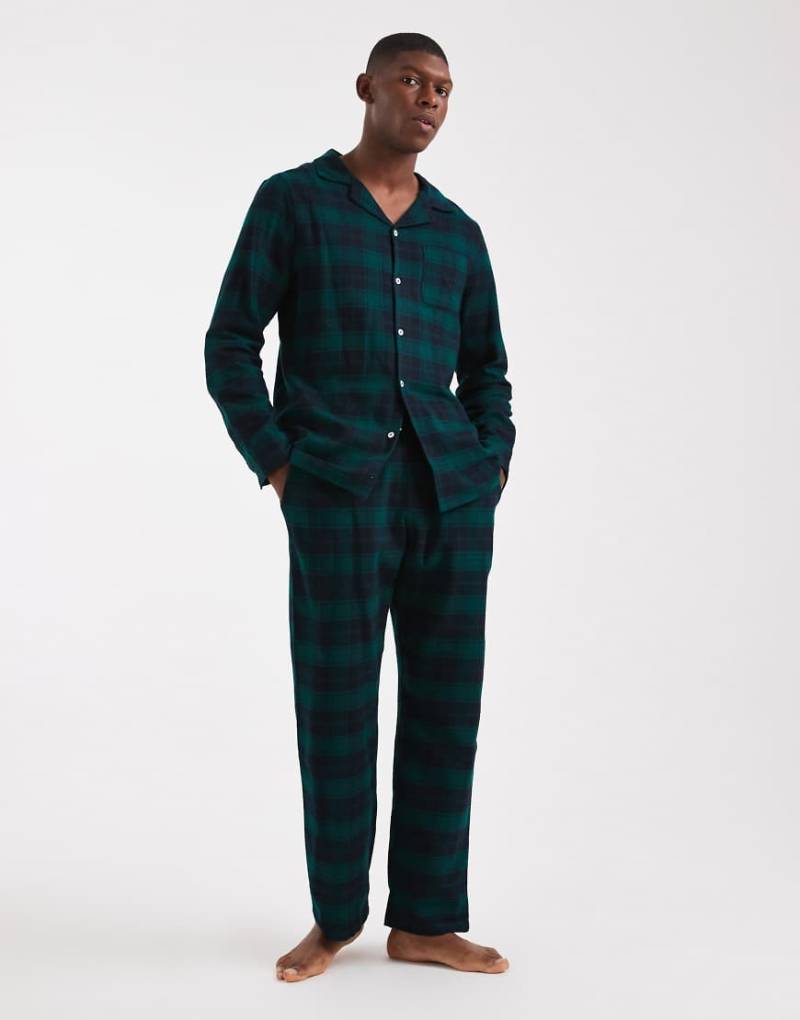 New Look - Pyjama in Dunkelgrün kariert von New Look