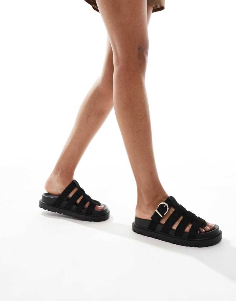 New Look - Römer-Pantoletten in Schwarz mit dicker Sohle von New Look