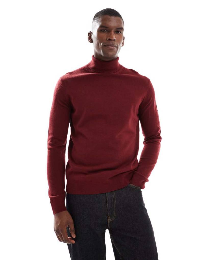 New Look - Rollkragenpullover in Burgunderrot von New Look
