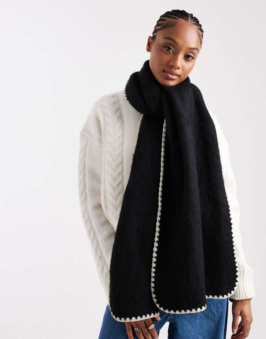New Look - Schal mit Überwendlichstich in Schwarz von New Look