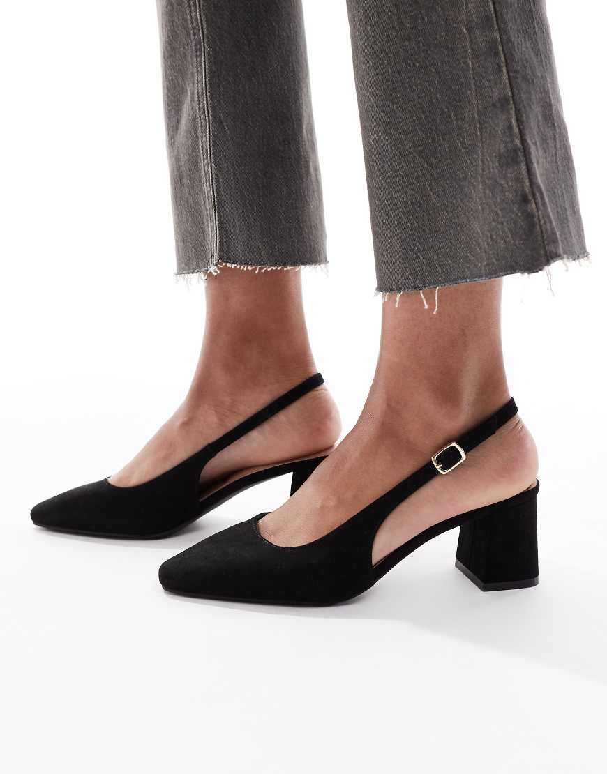 New Look - Schuhe aus Wildlederimitat in Schwarz mit Fersenriemen und Absatz von New Look