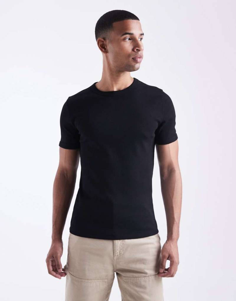 New Look - Schwarzes, geripptes Muskelshirt von New Look