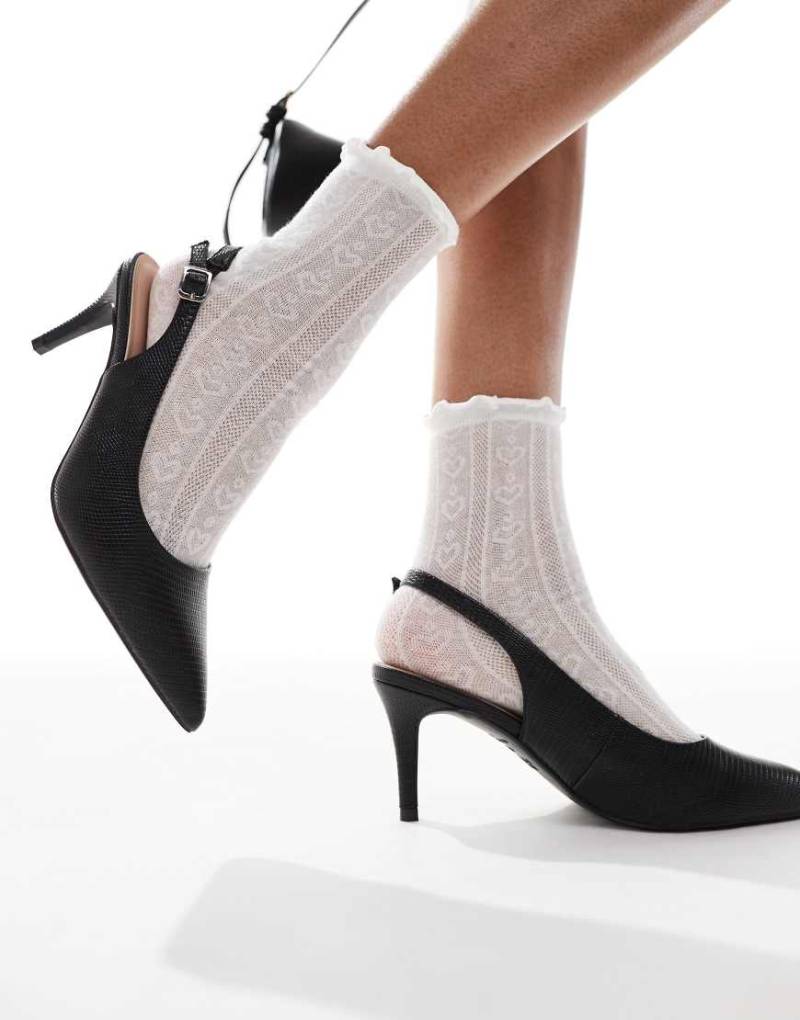 New Look - Slingback-Absatzschuhe aus Kunstleder in Schwarz mit Schlangenmuster von New Look