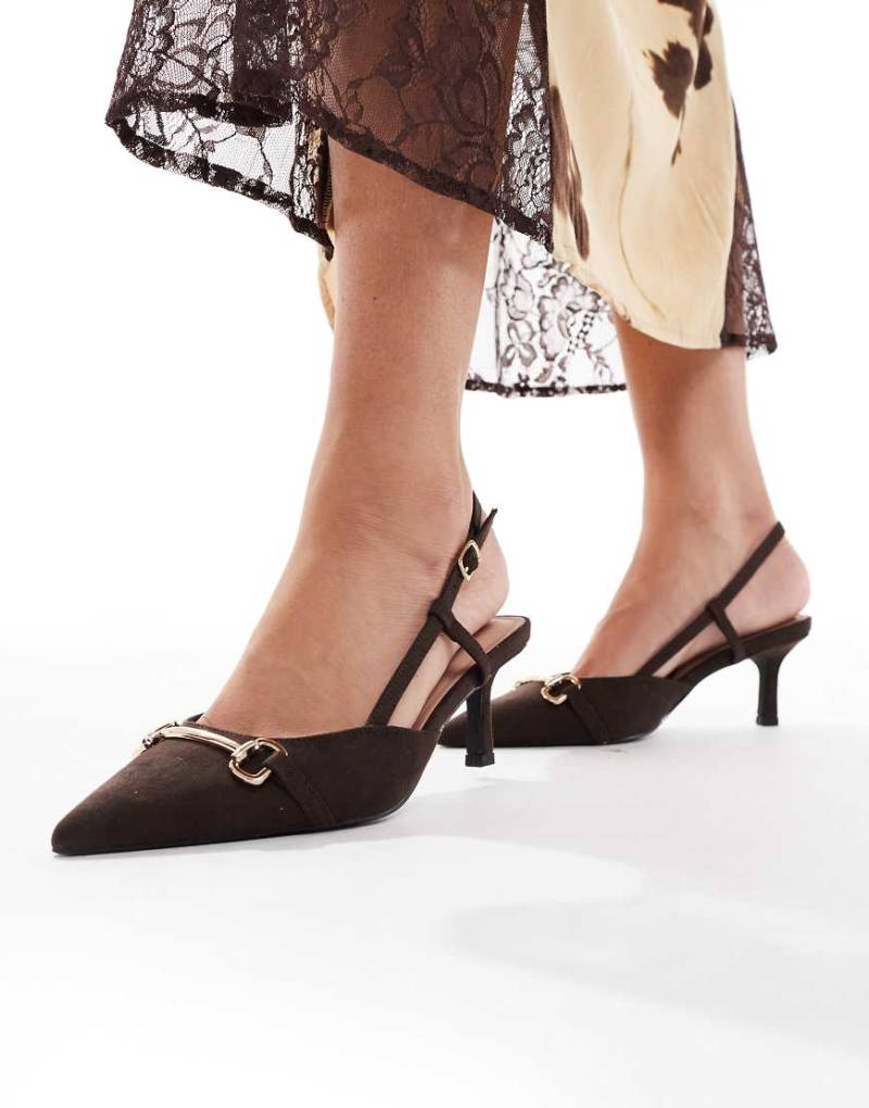 New Look - Slingback-Schuh in Braun mit Absatz und Spangendetail-Brown von New Look