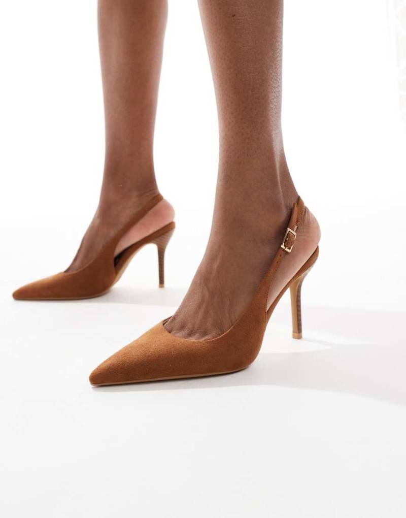 New Look - Spitze Schuhe in Camel mit Absatz und Fersenriemen-Neutral von New Look