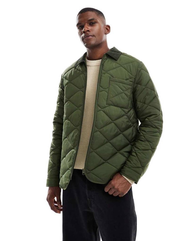 New Look - Steppjacke in Khaki mit Cordkragen-Grün von New Look