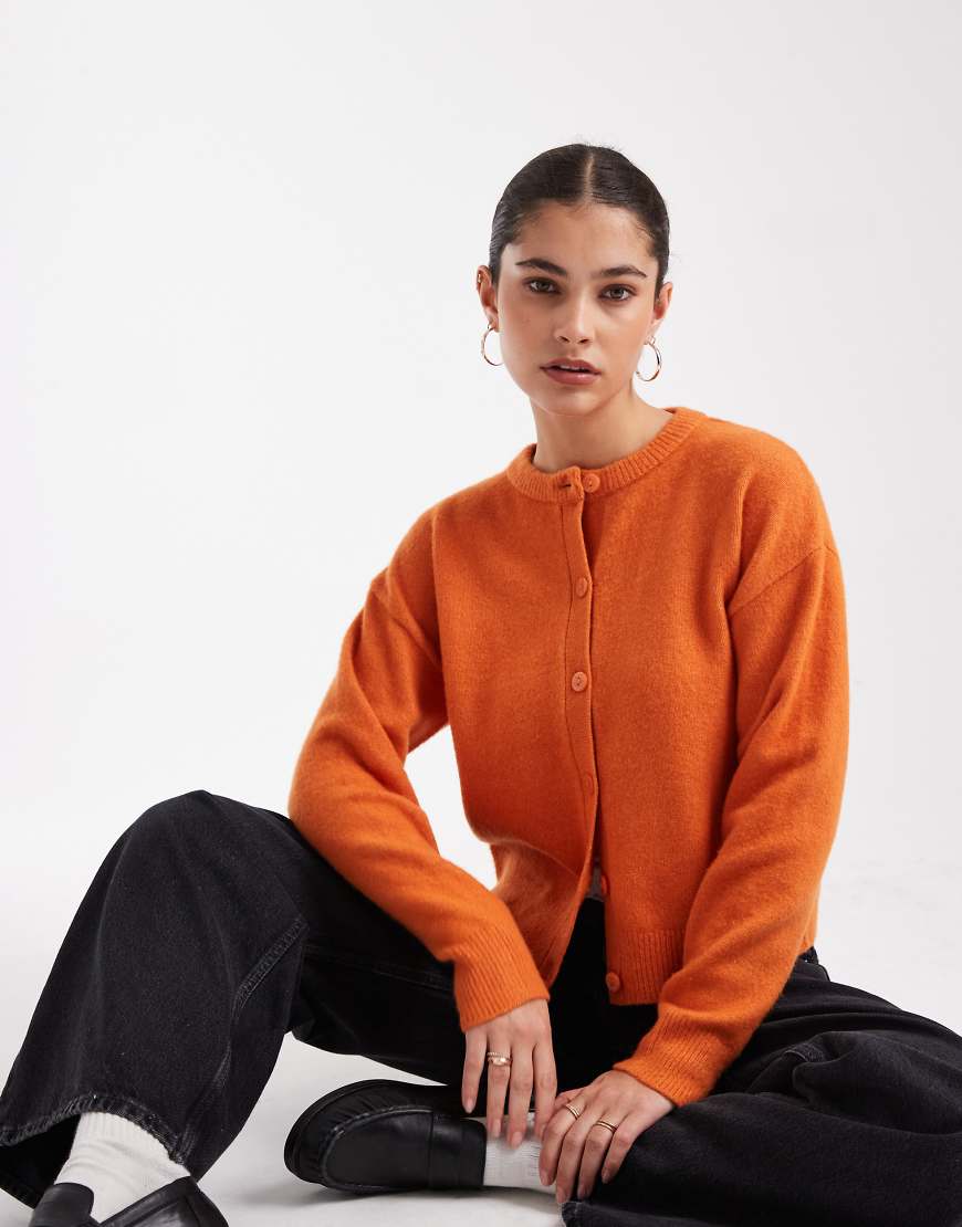 New Look - Strickjacke in Orange mit Rundhalsausschnitt von New Look