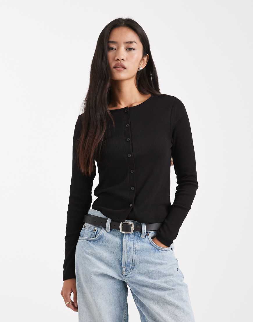 New Look - Strickjacke in Schwarz mit Rundhalsausschnitt von New Look