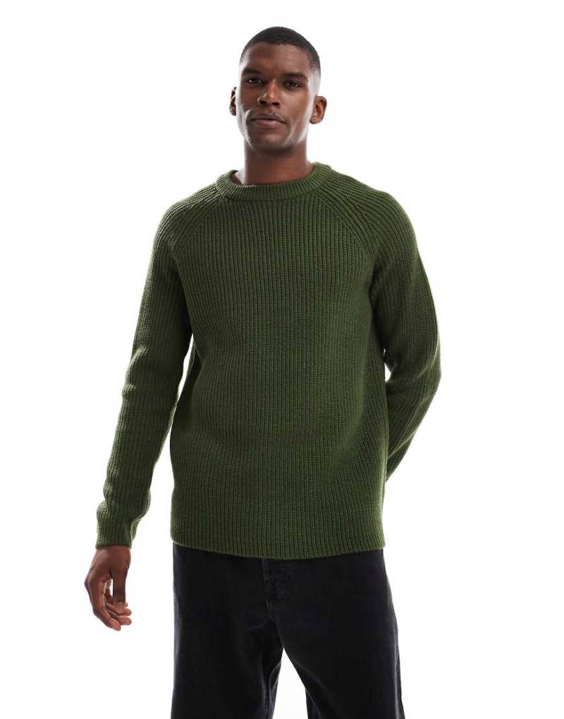 New Look - Strickpullover in Dunkelgrün mit Patentmuster von New Look