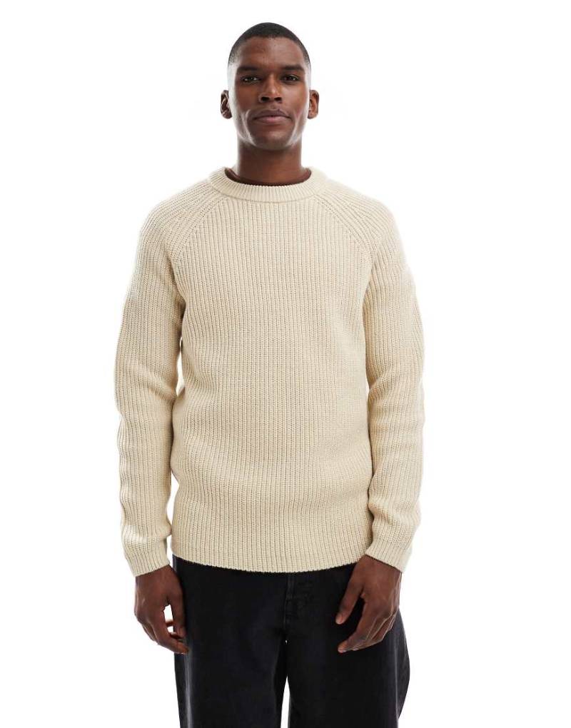 New Look - Strickpullover in Hellbeige mit Patentmuster-Neutral von New Look