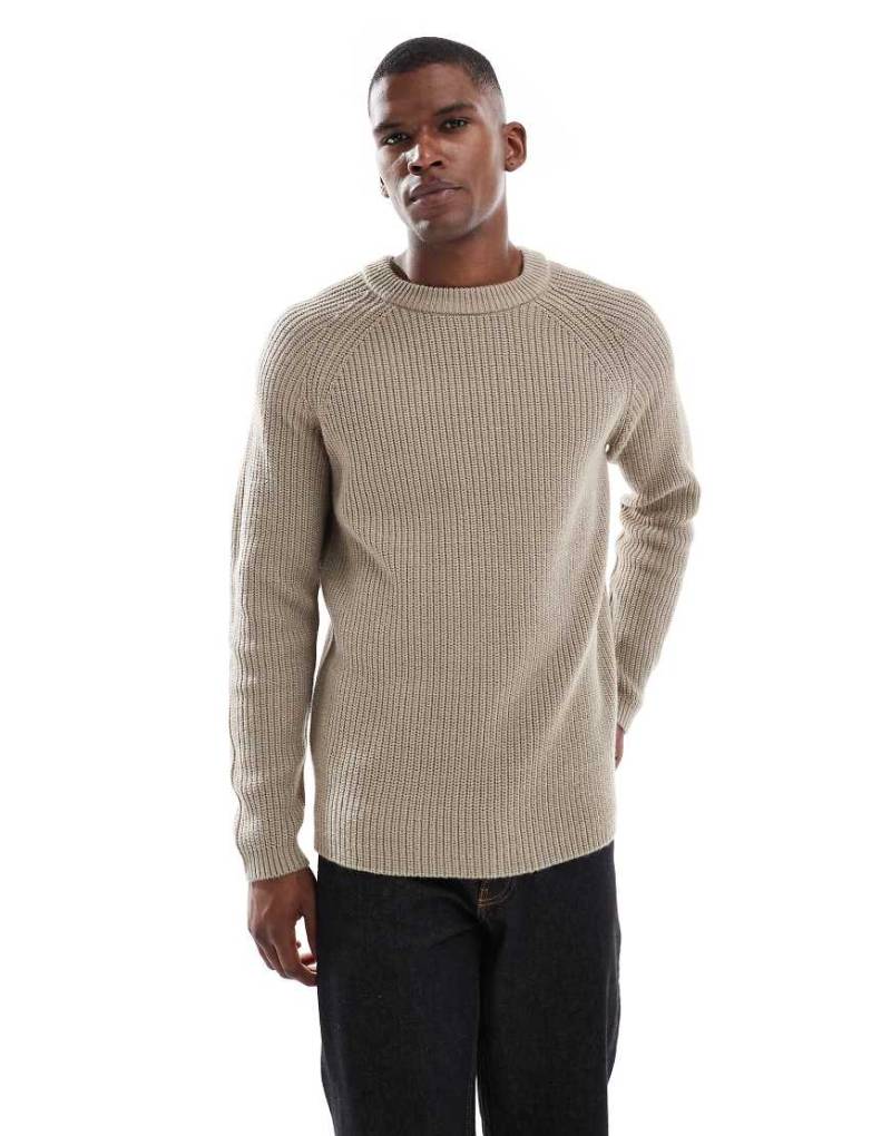 New Look - Strickpullover in Nerzbraun mit Patentmuster-Grau von New Look