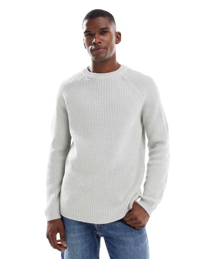 New Look - Strickpullover in meliertem Grau mit Patentmuster von New Look