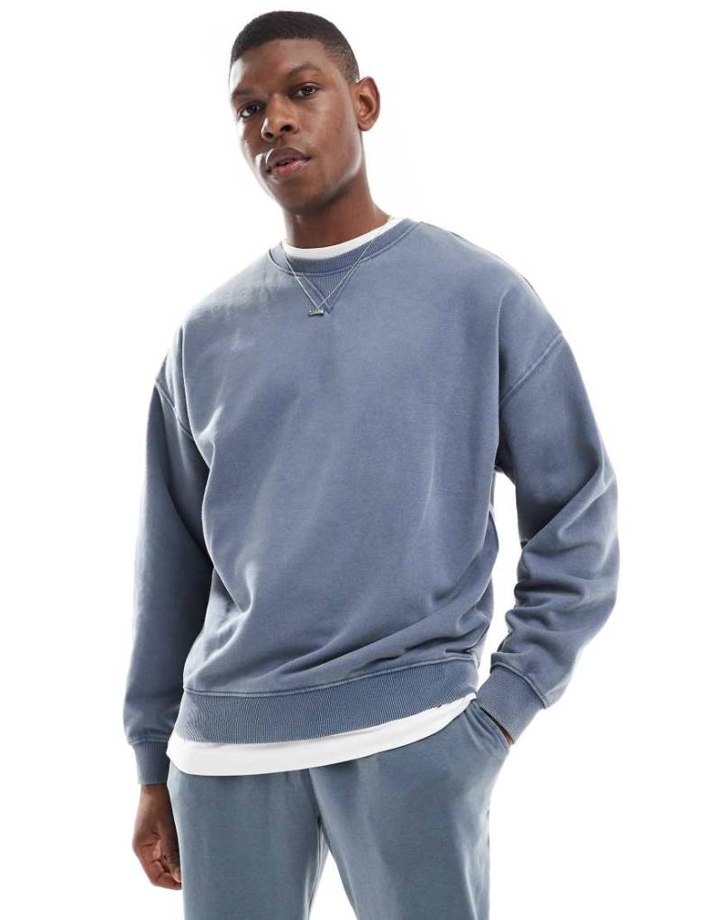 New Look - Sweatshirt in verwaschenem Mittelblau, Kombiteil von New Look