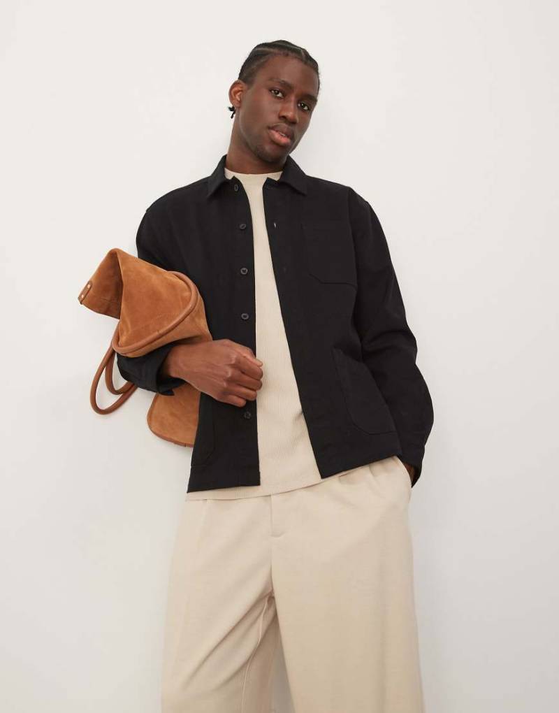 New Look - Twill-Hemdjacke in Schwarz von New Look