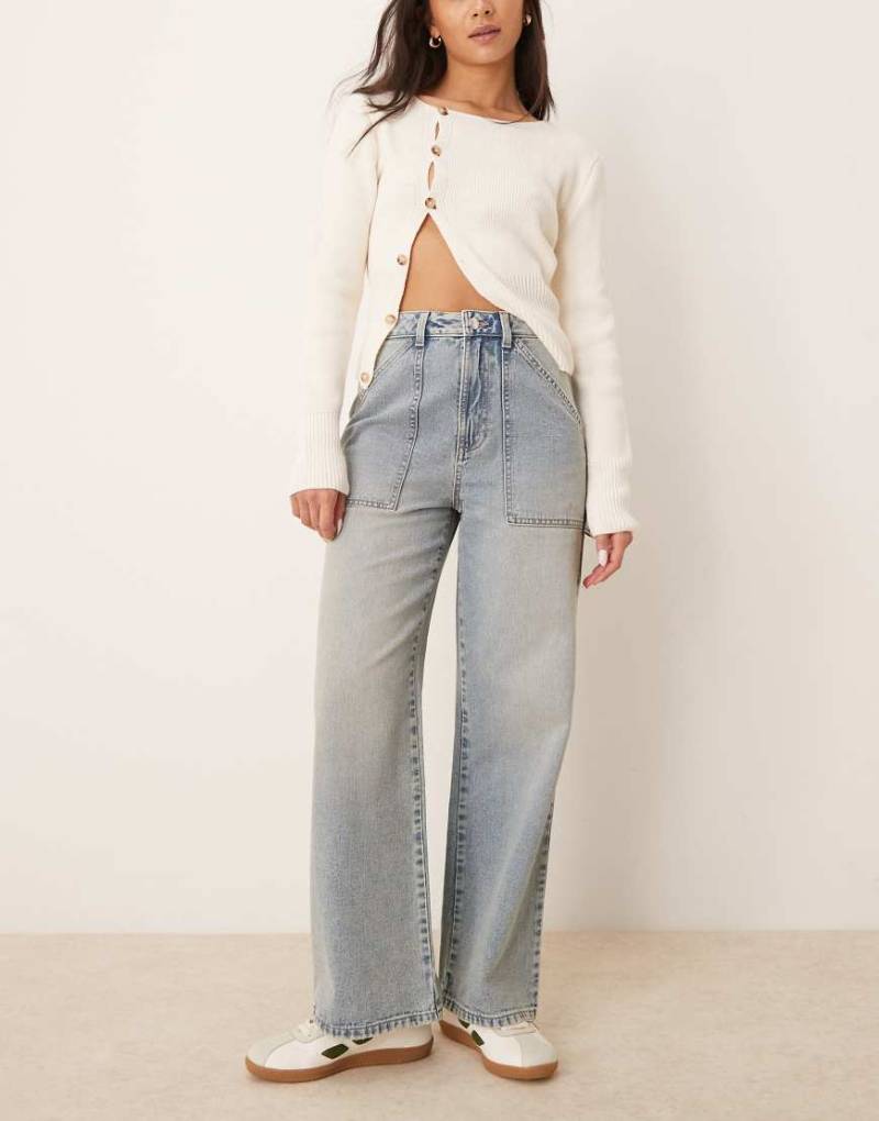 New Look - Weit geschnittene Carpenter-Jeans in Blau von New Look