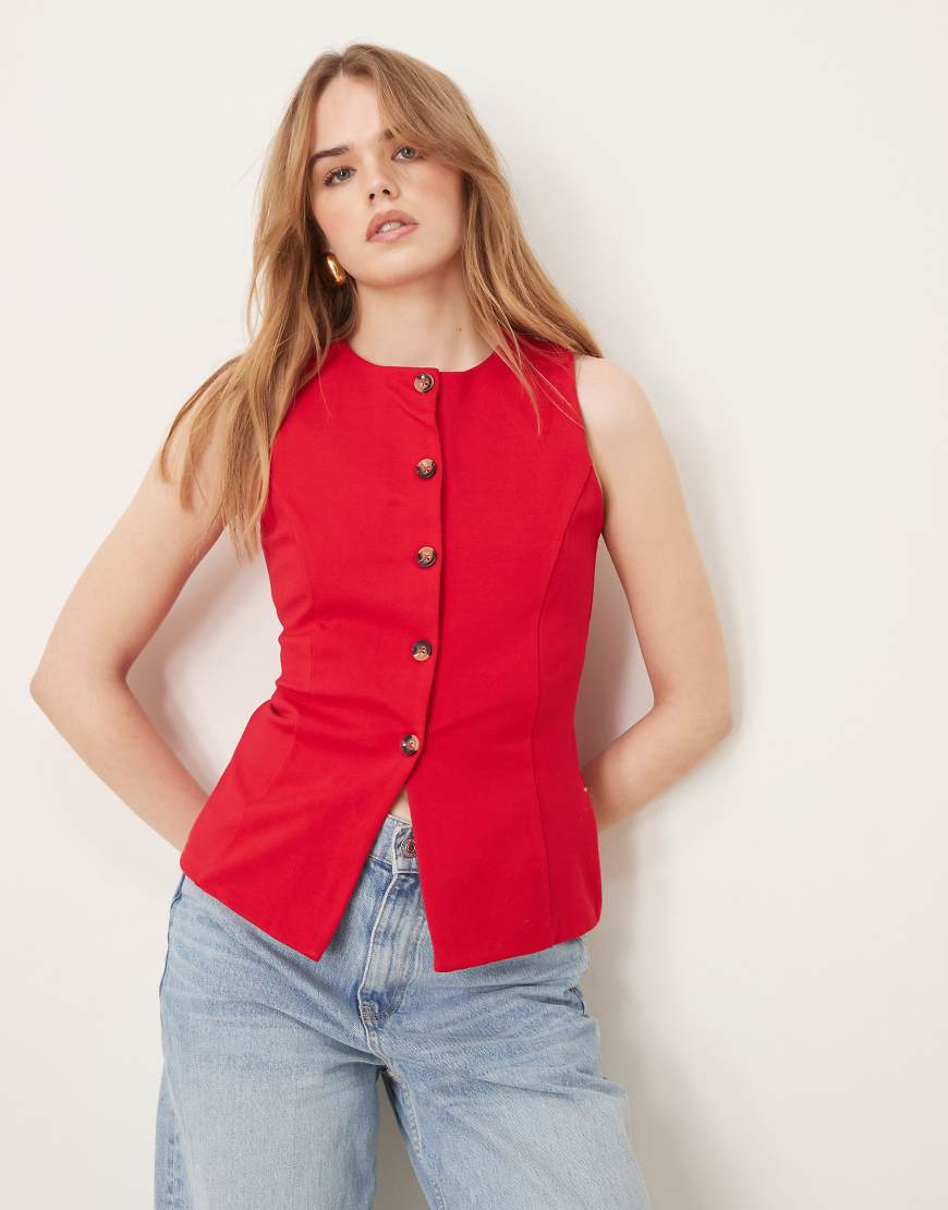 New Look - Weste in Rot mit Rundhalsausschnitt von New Look