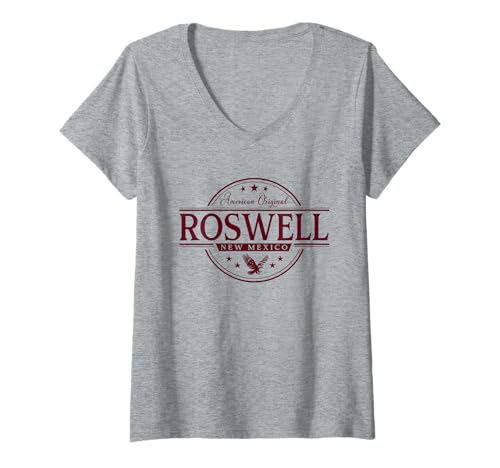 Damen Roswell New Mexico - Roswell NM Label T-Shirt mit V-Ausschnitt von New Mexico Souvenir Cos.