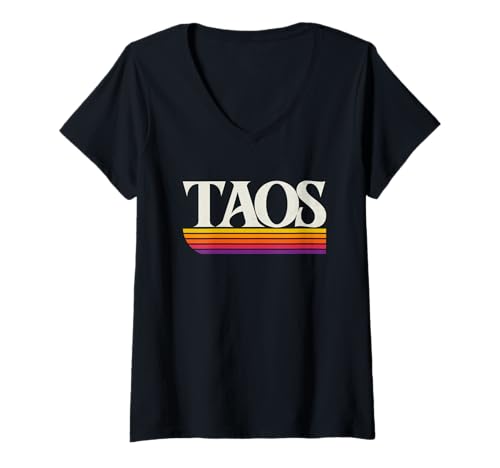 Damen Taos New Mexico Retro Grafik - Taos NM T-Shirt mit V-Ausschnitt Damen Taos New Mexico Retro Grafik - Taos NM T-Shirt mit V-Ausschnitt von New Mexico Throwbacks