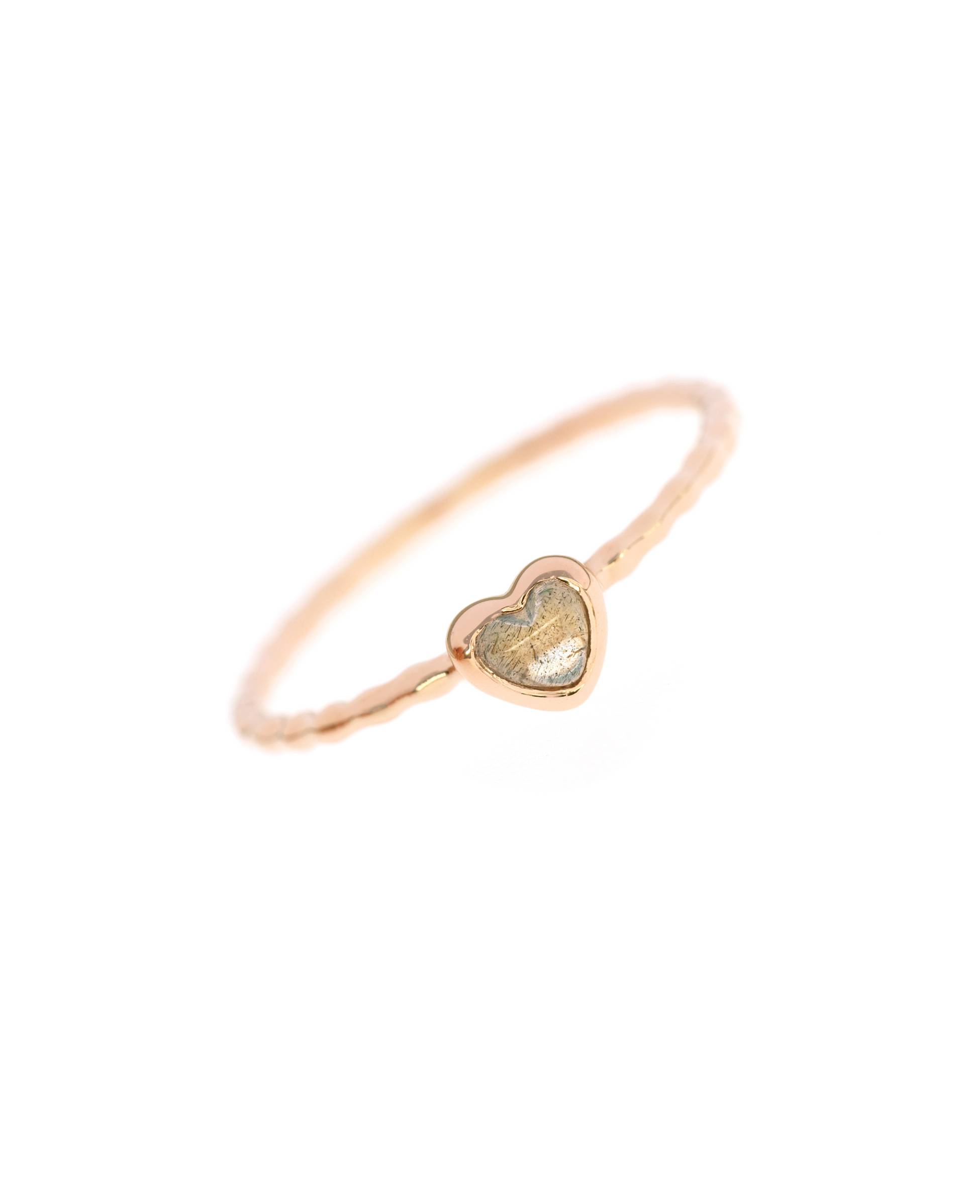 LABRADORITE HEART Ring Rosé von New One