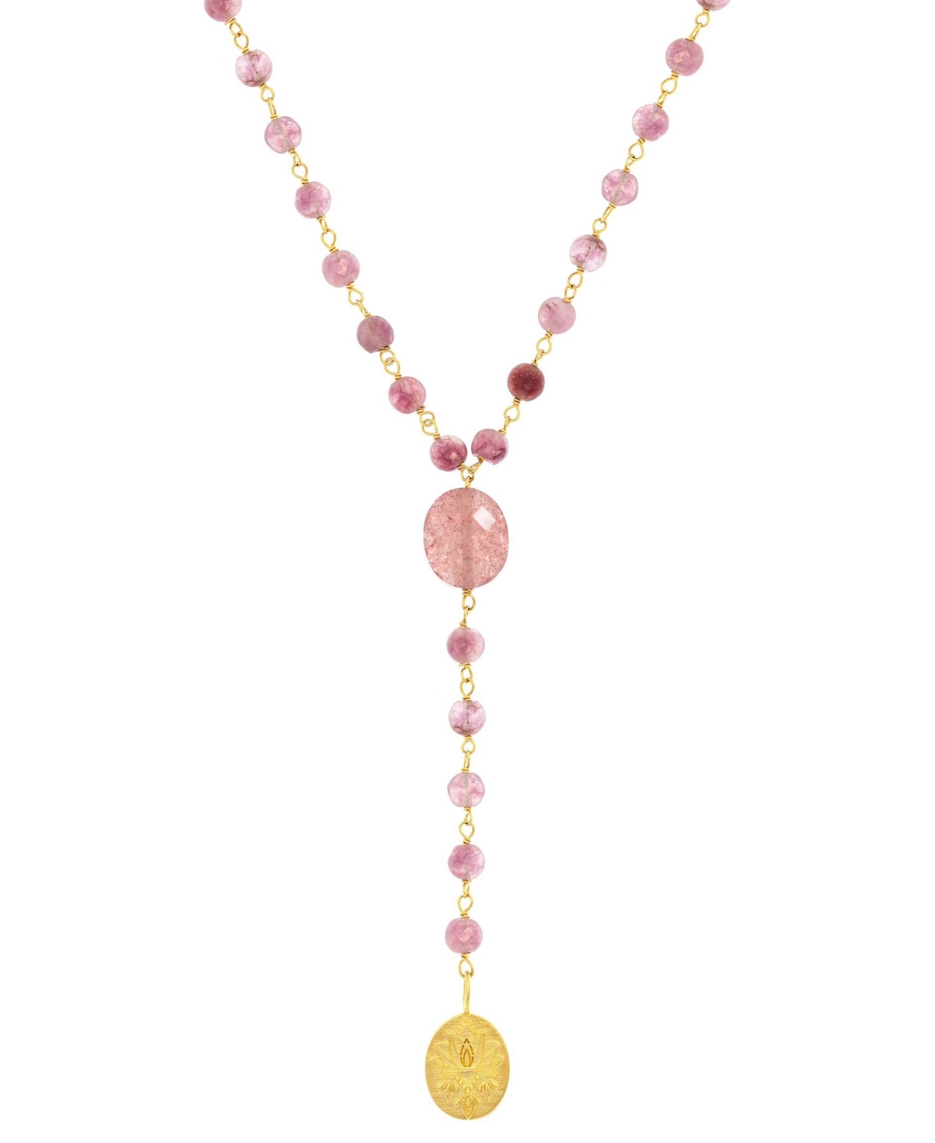 QUARTZ Y-Halskette Rosa von New One