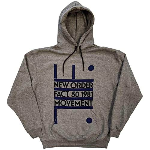 Neu Order Kapuzenpullover Movement Band Logo Neu Offiziell Unisex Grau, grau, XL von New Order