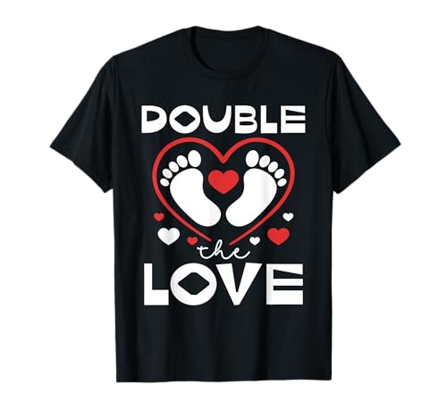 Double The Love Baby Feet Heart Twins T-Shirt von New Parent Twins Baby Feet Heart Love