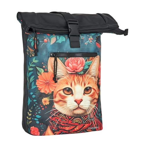New Rebels Mart Art - New York Catface 21L Rucksack Rolltop wasserabweisend Laptop 15,6“ von New Rebels
