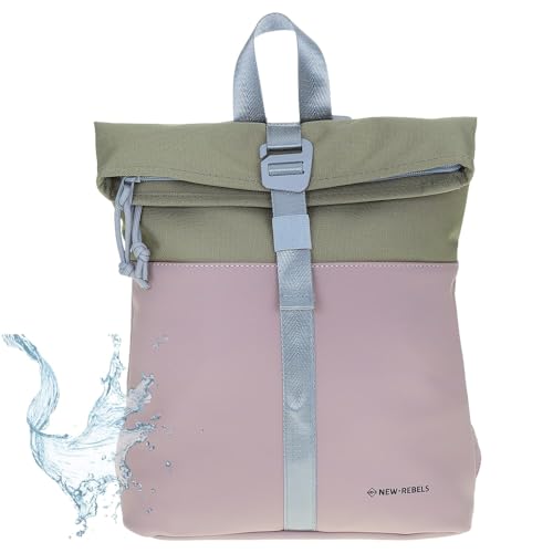 New Rebels Rucksack Damen Tasche Fashion klein Damenrucksack Mini Handtasche Plane wasserabweisend New York Backham small 51.1331 + Schlüsseletui bagboom (Ferron Altrosa/Oliv 70) von New Rebels
