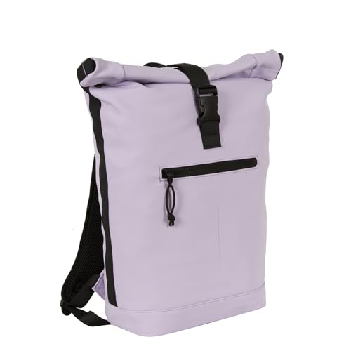 New Rebels Unisex Wasserabweisender Rolltop-Rucksack – 21l Rolltop-Backpack mit 15,6-Zoll-Laptopfach – Reiserucksack mit Klickverschluss – Rucksack mit Vordertasche – flexible Aufbewahrung - Lila von New Rebels