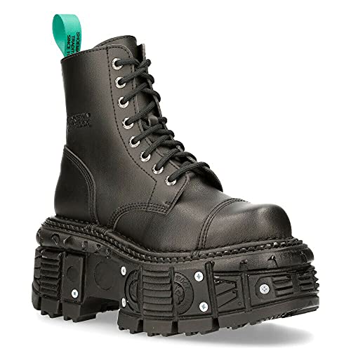 NEW ROCK BOOTS TANKMILI083C-V2 Vegan Leder Kombat Schwarz Biker Goth Punk Design Stiefel von New Rock