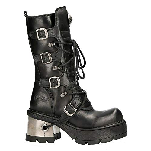 NEWROCK 373-S33 Damen Schwarz 100% Leder Wadenstiefel Goth Punk Emo Rock Biker Fashion Stiefel 36 von New Rock