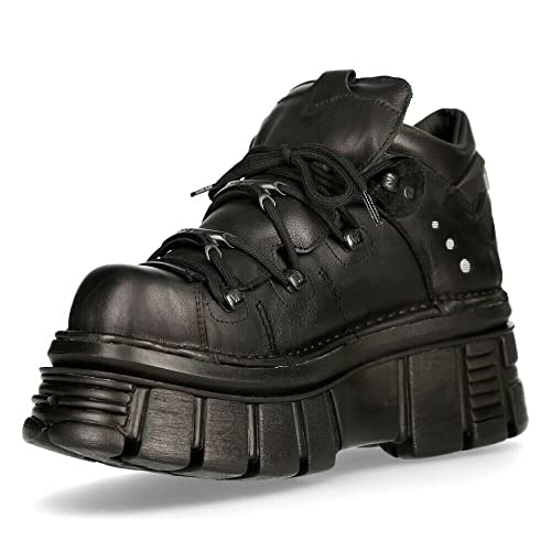 New Rock 106N Unisex-Turm 100% Leder Gothic-Plattform Punk Mode Stiefeletten Schuh 36 von New Rock