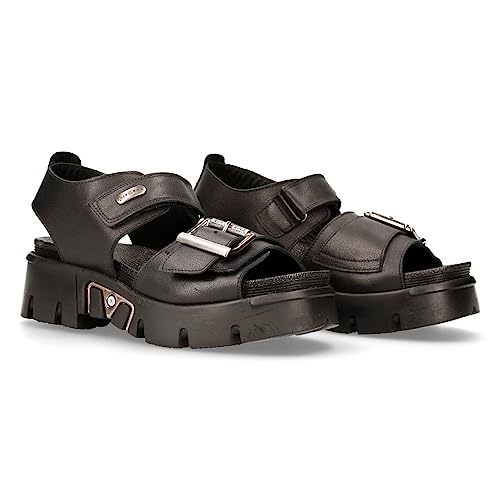 New Rock BIOS108-C3 Unisex-Plateau-Sandalen, Metallic-Kollektion, Schwarz, echtes Leder, Klettverschluss, Schwarz , 45 EU New Rock BIOS108-C3 Unisex-Plateau-Sandalen, Metallic-Kollektion, Schwarz, echtes Leder, Klettverschluss, Schwarz , 45 EU von New Rock