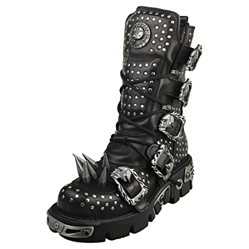 New Rock Black Men Boots Metallic Collection Heavy Punk Spikes M.1535-S1 (numeric_45) von New Rock