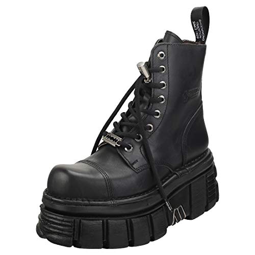 New Rock Damen New Mili Leder Black Stiefel 39 EU von New Rock