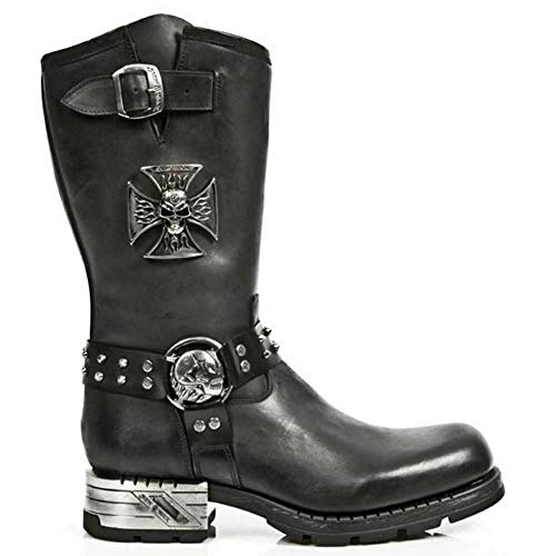 New Rock Herren Stiefel MR030-S1 Schwarz Western 100% Leder Gothic Plateauschuhe 43 von New Rock